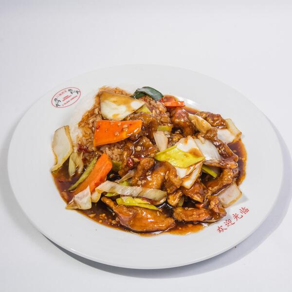 Sušené kuřecí v pikantní sladkokyselé omáčce + rýže